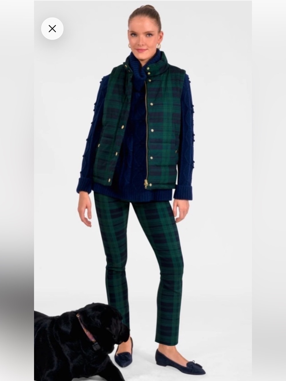 Gretchen Scott Designs Green & Navy Plaid Duke Pull On Ankle Pants Medium